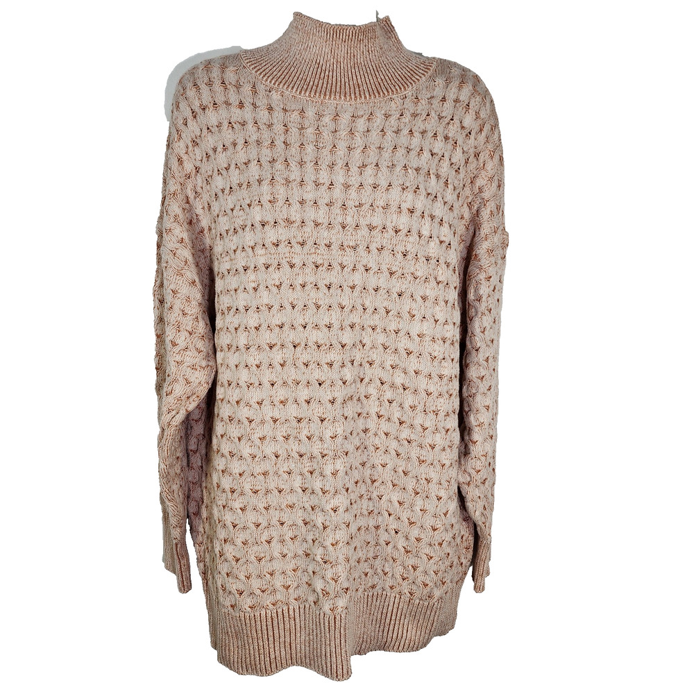 Knox Rose Sweater Women's Size XL Cream Orange Mock Neck Long Sleeve Pullover